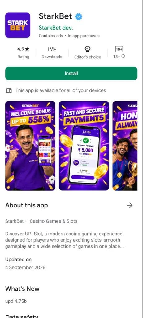 StarkBet mobile app listing preview screenshot