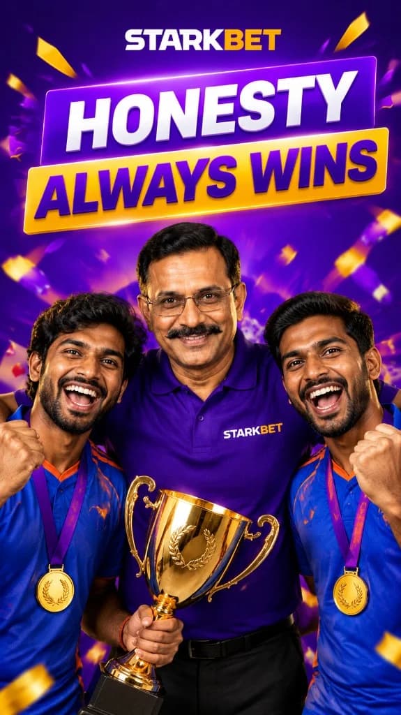 StarkBet Honesty Always Wins promotional image with brand representative and athletes