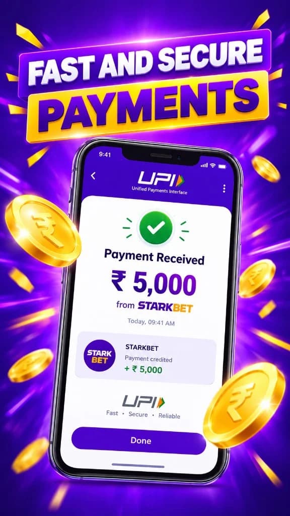 StarkBet fast and secure UPI payments promotional interface